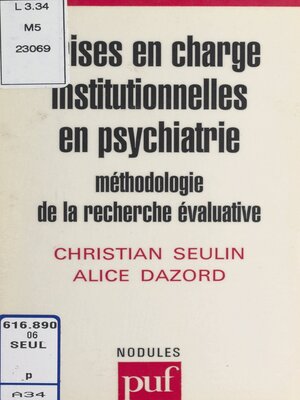 cover image of Prises en charge institutionnelles en psychiatrie